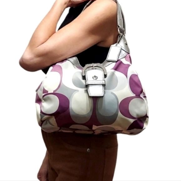 Coach Y2K Signature Soho Satin Scarf Print Hobo Shoulder Bag - Picture 4 of 13